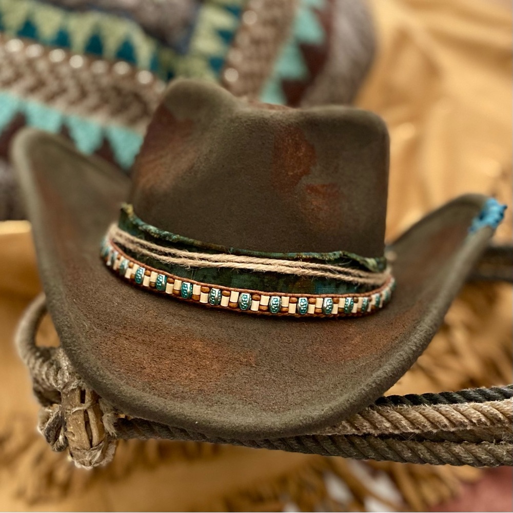 Western Cowboy Hat ⭐️NWT “The Abilene” Beaded Band Dark Olive Green(WOMENS) - Picture 4 of 13